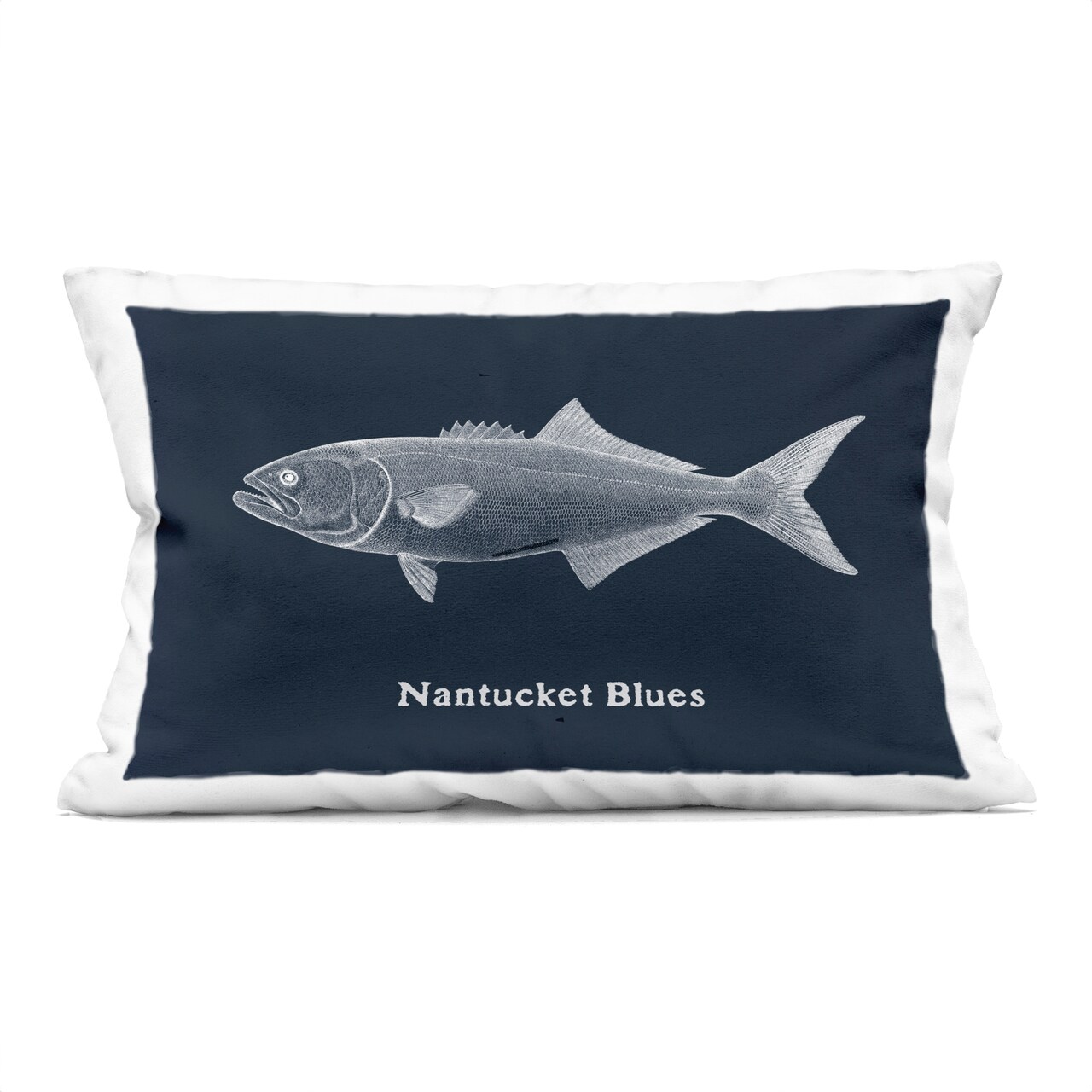 Stupell Industries Nantucket Blues Fish Decorative Printed Pillow design by Phillipa Katz, 14 x 7 x 20
